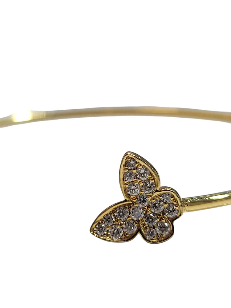 M(Y) 14KY 0.49CT DIAMOND BUTTERFLY BANGLE BRACELET