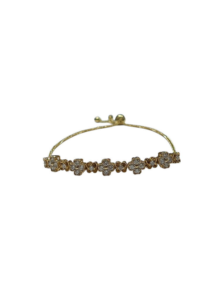 M(Y)14KY .70CT DECORATIVE CLOVER BOLO BRACELET