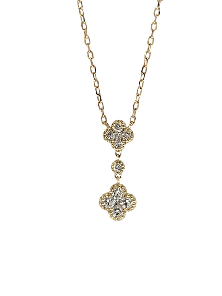 M(Y)14KY .35CT CLOVER DIAMOND DROP PENDENT