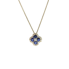 M(Y)14KY .34CT SAPPHIRE .13CT DIAMOND HALO PENDENT