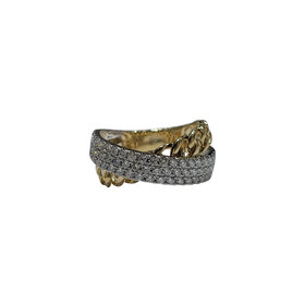 M(Y)14KY  .77CT DIAMOND CUBAN BYPASS FASHION RING