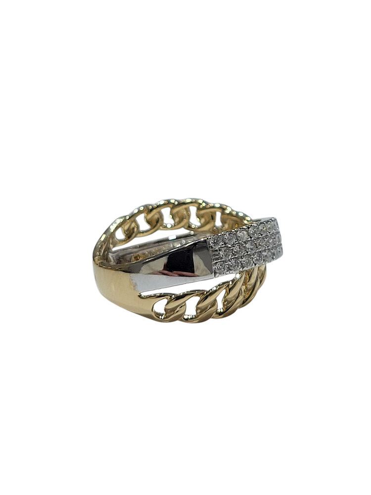 M(Y)14KY  .77CT DIAMOND CUBAN BYPASS FASHION RING