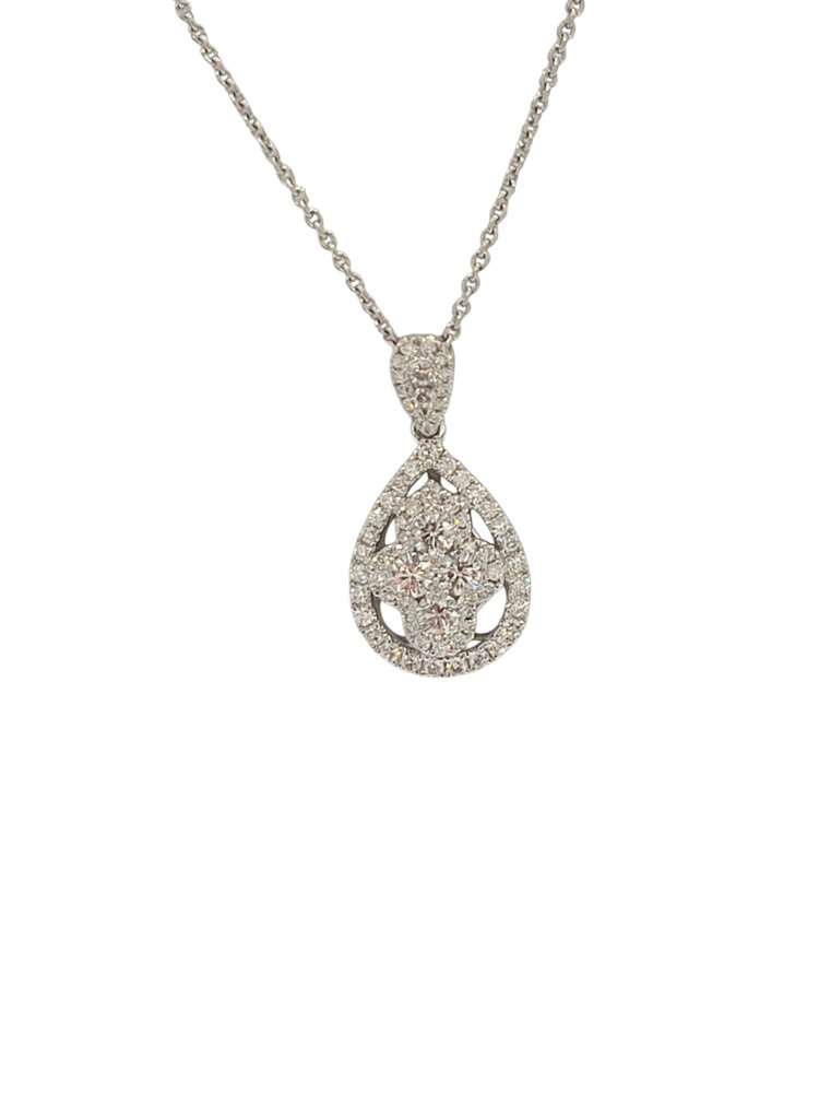 M(Y)14K .98CT DIAMOND CLUSTER PEAR BEZELED DIAMOND CHAIN