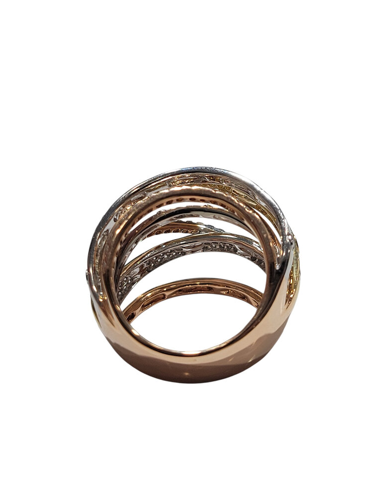 M(Y) 14K TT 1.10CT EIGHT ROW DECORATIVE BYPASS FASHION RING