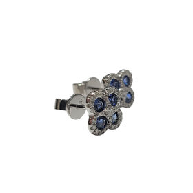 M(Y) 14K .88CT SAPPHIRE .30CT DIAMOND CLOVER STUDS