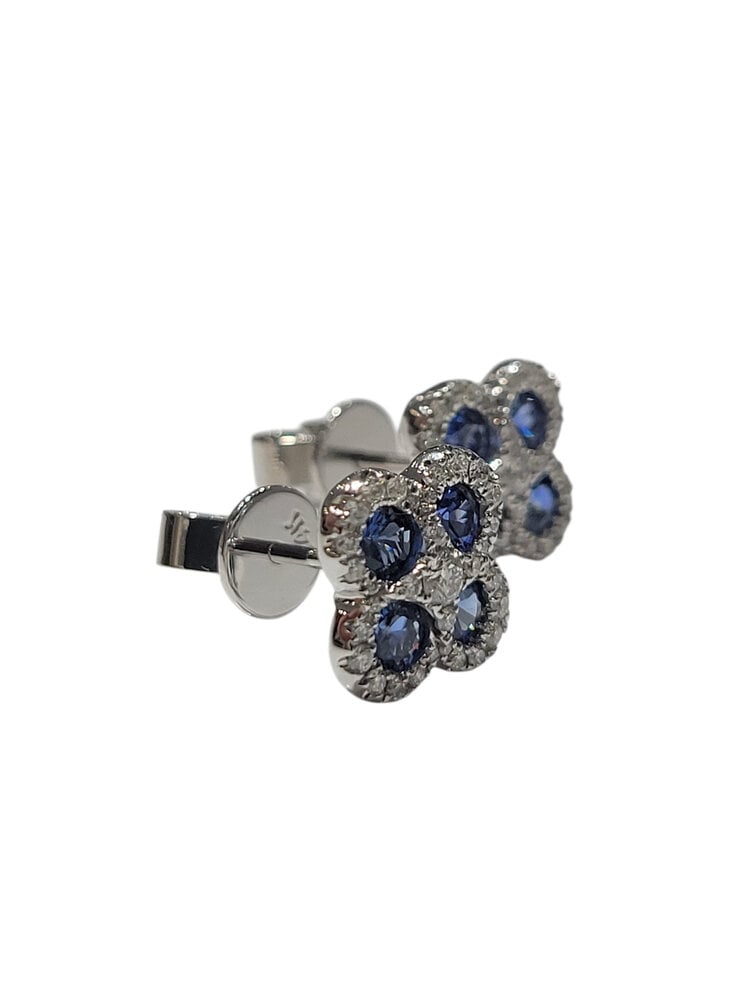 M(Y) 14K .88CT SAPPHIRE .30CT DIAMOND CLOVER STUDS