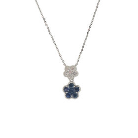 M(Y) 14K .36CT SAPPHIRE .18CT DIAMOND DROP GOLD BEADED NECKLACE