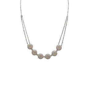 M(Y) 14K 4.43CT CLUSTER DIAMOND DOUBLE CHAIN NECKLACE