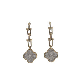 M(Y) 14KY .53CT CLUSTER DIAMOND DROP CLOVER EARRINGS