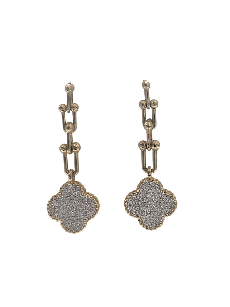 M(Y) 14KY .53CT CLUSTER DIAMOND DROP CLOVER EARRINGS