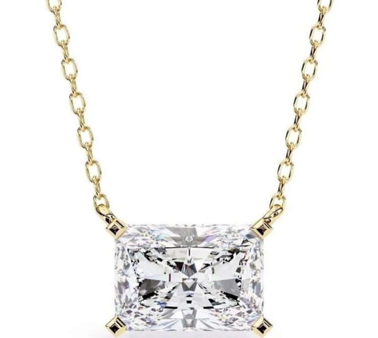 (X) 10K 1CT LAB VS1 F, YELLOW GOLD EAST TO WEST SET LAB GROWN 1 CARAT RADIANT DIAMOND