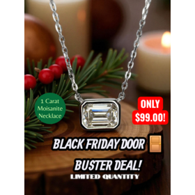 (X) 925 MOIS 1CT, SILVER BEZEL SET 1CARAT MOISSANITE GEM NECKALCE “ BLACK FRIDAY DOOR BUSTER”
