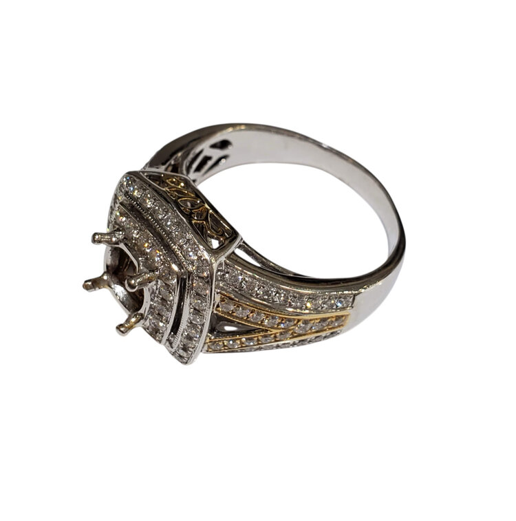 (Y) 14K 1.30CT VS F DIAMOND TWO TONE ENGAGEMENT MOUNTING