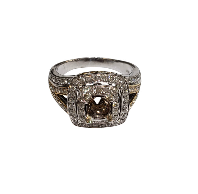 (Y) 14K 1.30CT VS F DIAMOND TWO TONE ENGAGEMENT MOUNTING