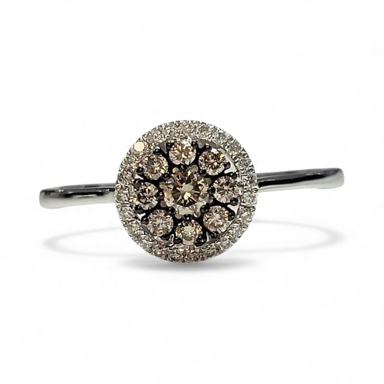 (B) 14K .31TDW CHC&WHT DIA, 14 Karat weight .31 Total diamond weight, Chocolate and White diamond ring