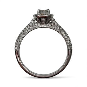 (Y) 14K .51CT SI1 J DIAMOND .50MTG CUSHION HALO BRIDAL RING WITH MICRO PAVE SHANK