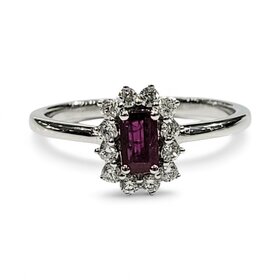 (R)14KW .22CT RUBY 1/5CT TDW HALO RING
