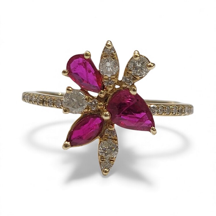 (Y) 14K .80CT RUBY .33TDW