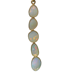 (X) 925 GP OPAL EARRINGS,  NATURAL ETHIOPIAN OPALS IN SILVER WITH 14K GOLD PLATING