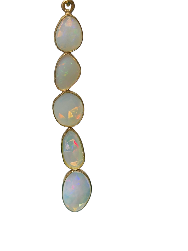 (X) 925 GP OPAL EARRINGS,  NATURAL ETHIOPIAN OPALS IN SILVER WITH 14K GOLD PLATING
