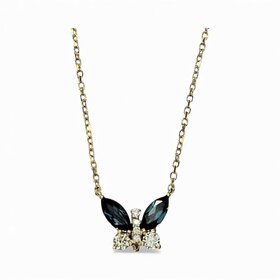 PARAGON COUTURE (R) 14KY .32CT LB TOPAZ .09CT DIAMOND BUTTERFLY NECKLACE