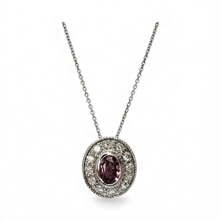 (B)14K .63PINK SAP .35TDW PENDT