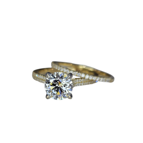 GBC (Y) 14K 1.44LAB D VS1 .27MT YELLOW GOLD 2 PICE BRIDAL SET , LAB GROWN DIAMOND CENTER IGI CET#LG710522765, NATURAL DIAMOND SETTING AND BAND