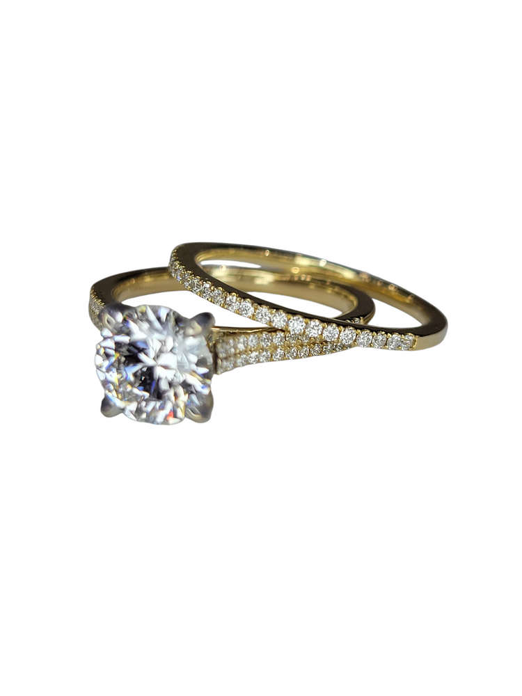 GBC (Y) 14K 1.44LAB D VS1 .27MT YELLOW GOLD 2 PICE BRIDAL SET , LAB GROWN DIAMOND CENTER IGI CET#LG710522765, NATURAL DIAMOND SETTING AND BAND