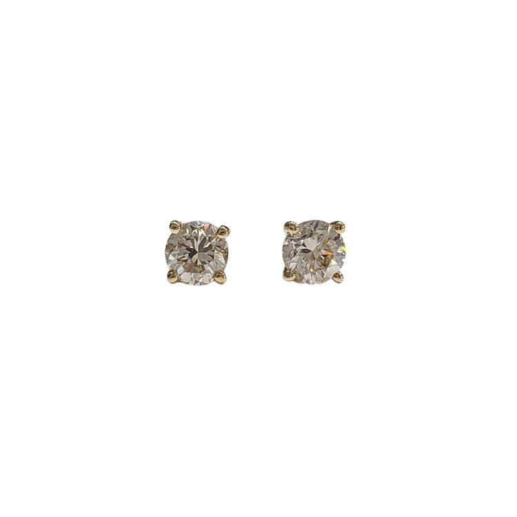 DS DESIGN (Z) 14KY 1.00CT LAB GROWN DIAMOND FOUR PRONG STUD EARRINGS, VS1 E, ROUNDS