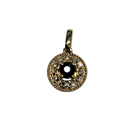 GBC (X) 14KY .14CT SAP .10CT DIAMOND HALO MILGRAIN ACCENTED GENUINE SAPPHIRE AND DIAMOND HALO PENDENT