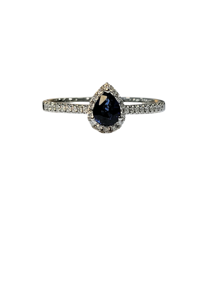 GBC (Z) 14K .35CT SAP PR CUT .17CT DIAMOND HALO RING