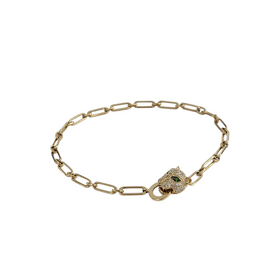EFFY (Z) 14K .39DIA .03TG , YWLLOW GOLD PAPER CLIP BRACELET WITH .39CTS OF VS1 S DIAMONDS & .03CT OF TSAVORITE GARNETS, DESIGNER EFFY