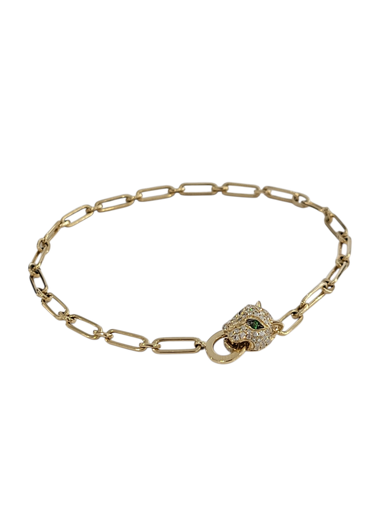 EFFY (Z) 14K .39DIA .03TG , YWLLOW GOLD PAPER CLIP BRACELET WITH .39CTS OF VS1 S DIAMONDS & .03CT OF TSAVORITE GARNETS, DESIGNER EFFY