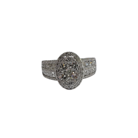 MR BRACELET (Y) 14K 2.35CT SI2 G , WHITE GOLD OVAL NATURAL DIAMOND CLUSTER RING