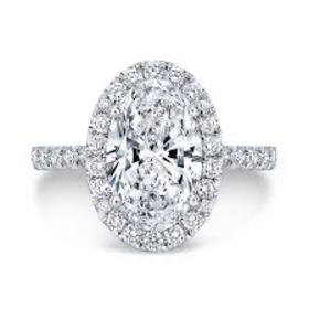 (Z) 14K .66CT SI2 G .34MTG WHITE GOLD OVAL NATURAL DIAMOND HALO BRIDAL RING, CENTER DIAMOND IS .66CT AND THE SETTINGHAS .34CT