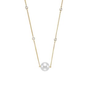 MASTOLONI (Y)14KY FRESHWATER 8.5MM/9MM PEARL .07CT DIAMONDS BY THE YARD PENDENT AND CHAIN