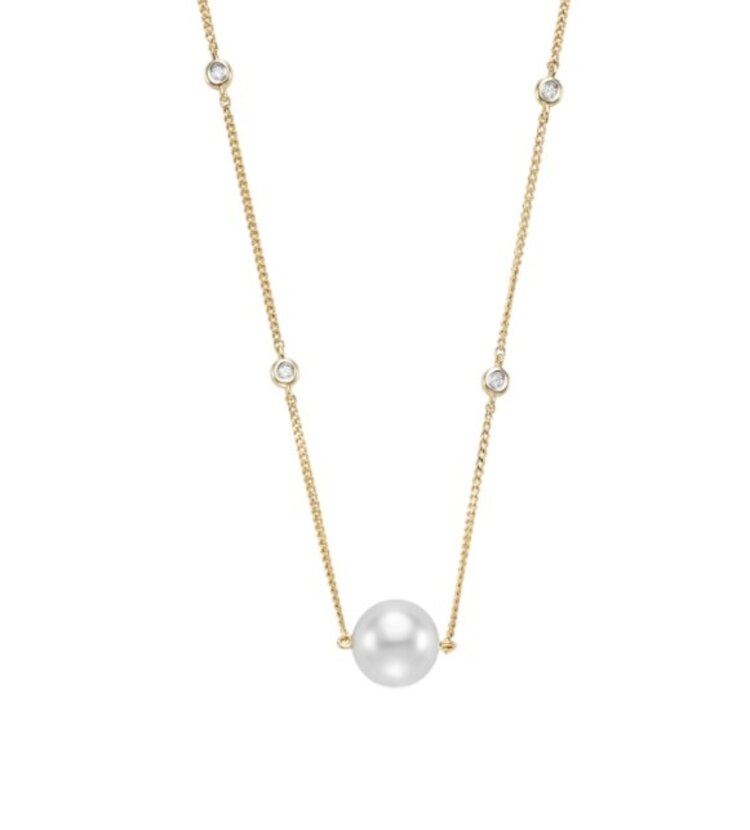 MASTOLONI (Y)14KY FRESHWATER 8.5MM/9MM PEARL .07CT DIAMONDS BY THE YARD PENDENT AND CHAIN