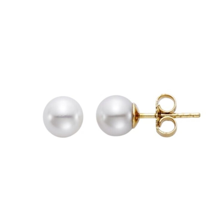 MASTOLONI (Y)14KY 6.5MM/7MM PEARL STUD EARRINGS