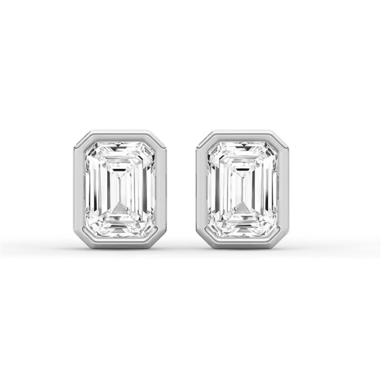 (Z) 925 MOIS 1.50CT, SILVER BEZEL SET 1CARAT MOISSANITE GEM EARRINGS