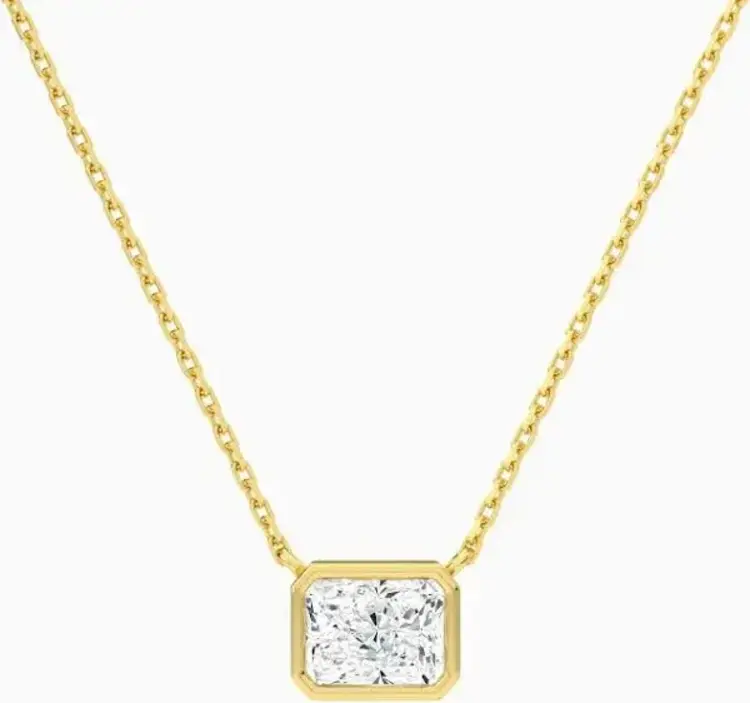 (X) 925 GP MOIS 1CT, SILVER GOLD PLATED BEZEL SET 1CARAT MOISSANITE GEM NECKALCE “ BLACK FRIDAY DOOR BUSTER”