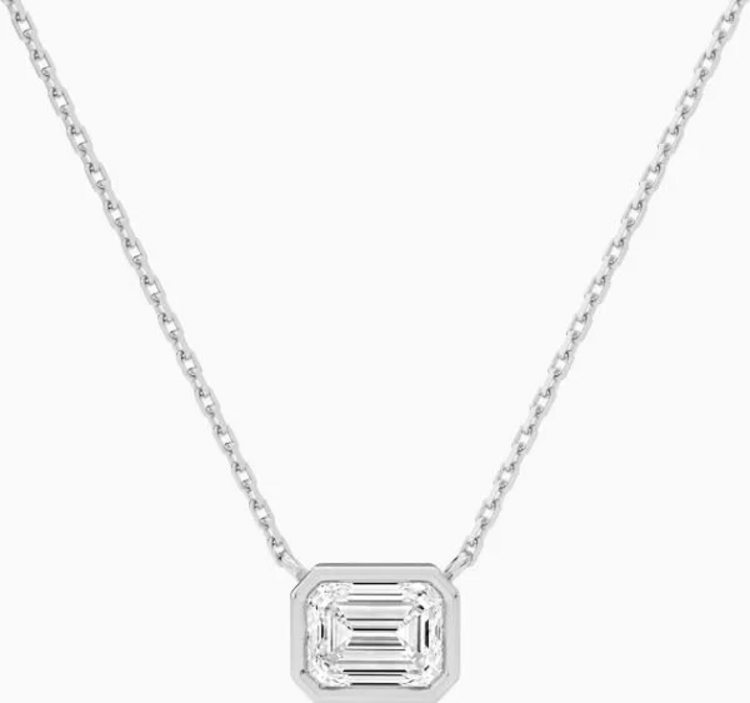 (Z) 925 MOIS 1CT, SILVER BEZEL SET 1CARAT MOISSANITE GEM NECKALCE