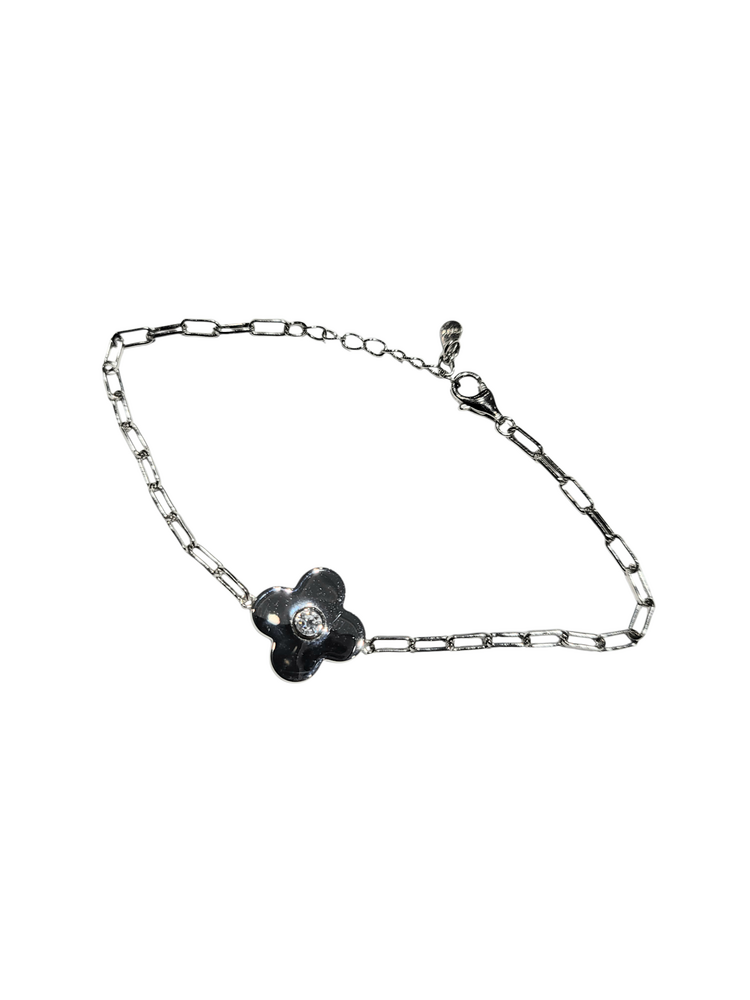 DIAMOND TRADERS INTERNATIONAL (Y) 925 .12CT LG BEZELED DIAMOND CLOVER BRACELET