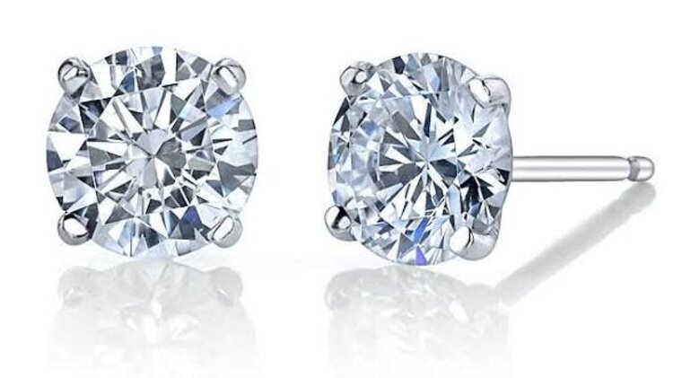 DS DESIGN (Y)14K 1.50CT LAB VS1 E 4 PRONG PUSH BACK STUDS, LAB GROWN DIAMONDS, WHITE GOLD