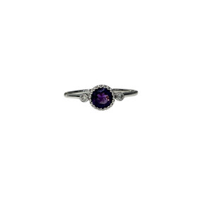 GBC (R) 14K .48CT AMETHYST .03CT DIAMOND ACCENTED FASHION RING