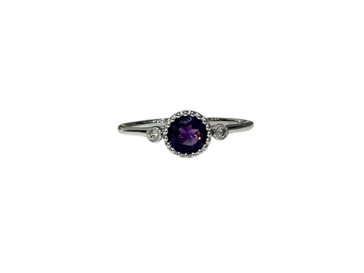 GBC (R) 14K .48CT AMETHYST .03CT DIAMOND ACCENTED FASHION RING