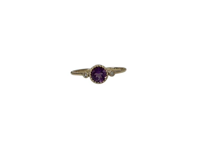 GBC (R) 14KY .47CT AMETHYST .03CT DIAMOND ACCENTED FASHION RING