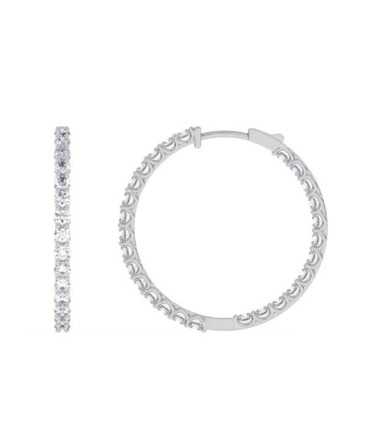 Aarush M(Y) 14K 3.00CT VS E/F INSIDE/OUT LAB GROWN DIAMOND HOOP EARRINGS IGI