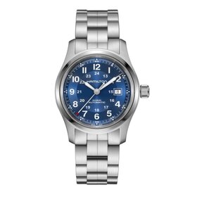 Hamilton HAMILTON KHAKI FIELD/Reference H70605140/Caliber H-10/Collection Khaki Field /Movement Automatic/Case size 42MM/Thickness 11MM/Dial Color Blue/Case Material Stainless Steel/Crystal Sapphire/80 hr pwr