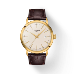 TISSOT CLASSIC DREAM 42MM T129.410.36.261.00 Diameter:42 mm 316L stainless steel case with yellow gold PVD coating Swiss Quartz movement