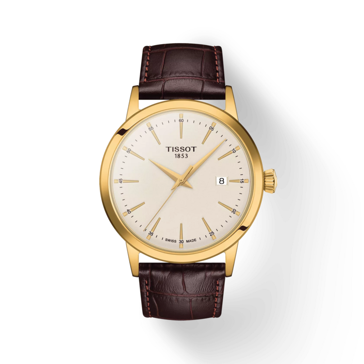 TISSOT CLASSIC DREAM 42MM T129.410.36.261.00 Diameter:42 mm 316L stainless steel case with yellow gold PVD coating Swiss Quartz movement